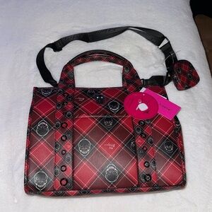 Betsey Johnson Christmas plaid Argyle skull purse 2024 🎅🏻☠️